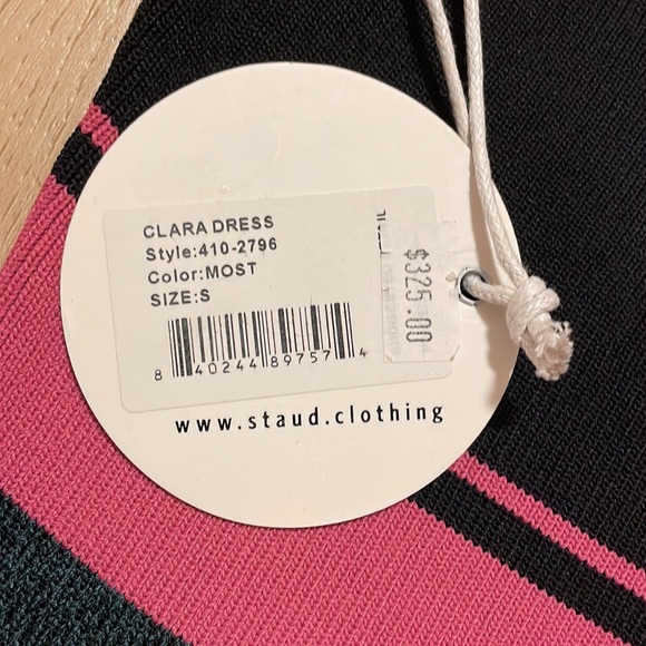 STAUD Clara Stripe Cutout Ribbed Long Sleeve Sweater Dress, sz S - Picture 9 of 15